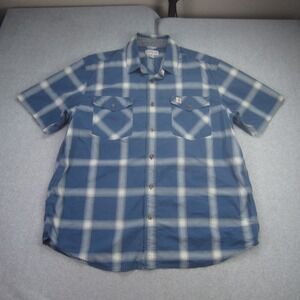 Carhartt Shirt Mens XL Blue Relaxed Fit Plaid Short Sleeve Button Up Pockets‎
